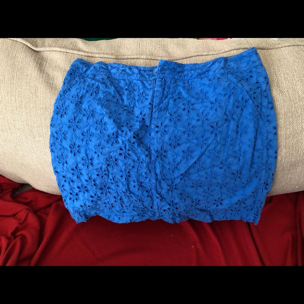 Blue skirt.